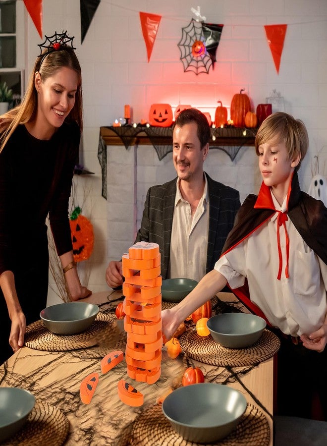 COCHIE Halloween Game for Family Adults, Wooden J-O-Lantern Blocks Stacking Tower Games, Tumbling Tower Balancing Pumpkin Blocks Halloween Party Game Activities Gifts (Pumpkins) - Image 4